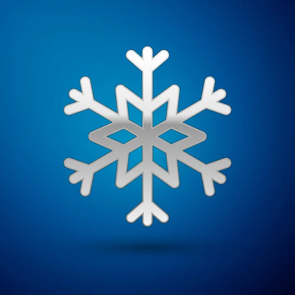 Silver Snowflake icoon geïsoleerd op blauwe achtergrond. Vector Illustratie — Stockvector