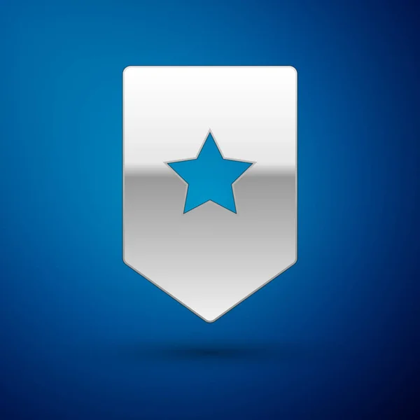 Icône Chevron argent isolée sur fond bleu. Panneau d'insigne militaire. Illustration vectorielle — Image vectorielle