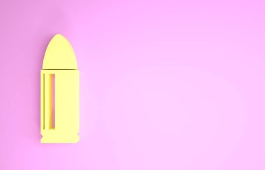 Sarı kurşun ikonu pembe arka planda izole edildi. Minimalizm kavramı. 3d illüstrasyon 3B canlandırma