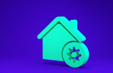 Yeşil Akıllı ev ayarları simgesi mavi arkaplanda izole edildi. Uzaktan kumanda. Minimalizm kavramı. 3d illüstrasyon 3d canlandırma