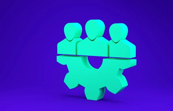 Green Project team base icoon geïsoleerd op blauwe achtergrond. Zakelijke analyse en planning, consulting, teamwork, projectmanagement. Ontwikkelaars. Minimalisme concept. 3d illustratie 3d renderen — Stockfoto