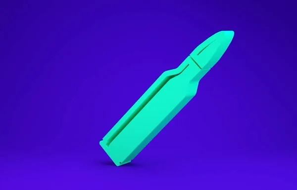 Піктограма зеленої кулі ізольована на синьому фоні. Концепція мінімалізму. 3D ілюстрація 3D рендеринга — стокове фото