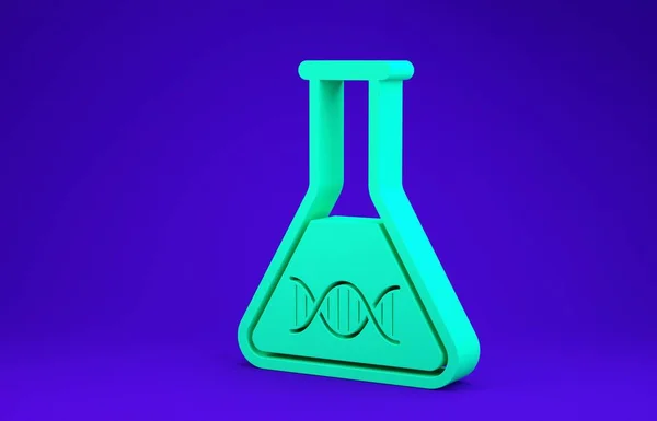 Дослідження зеленої ДНК, значок пошуку ізольовано на синьому фоні. Генетична інженерія, генетика тестування, клонування, тестування батьківства. Концепція мінімалізму. 3D ілюстрація 3D рендеринга — стокове фото