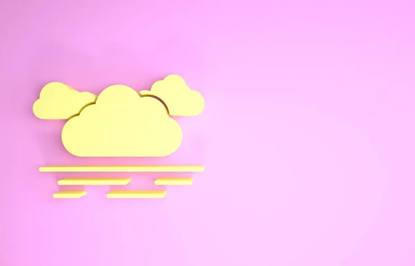 Icône nuage jaune isolée sur fond rose. Concept de minimalisme. Illustration 3D rendu 3D — Photo