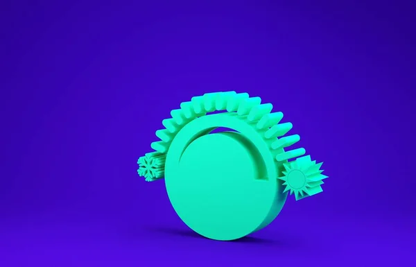 Icono del termostato verde aislado sobre fondo azul. Control de temperatura. Concepto minimalista. 3D ilustración 3D render — Foto de Stock