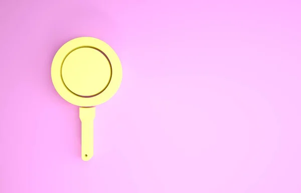 Желтая сковородка значок изолирован на розовом фоне. Жареная или жареная еда символ. Концепция минимализма. 3D-рендеринг — стоковое фото