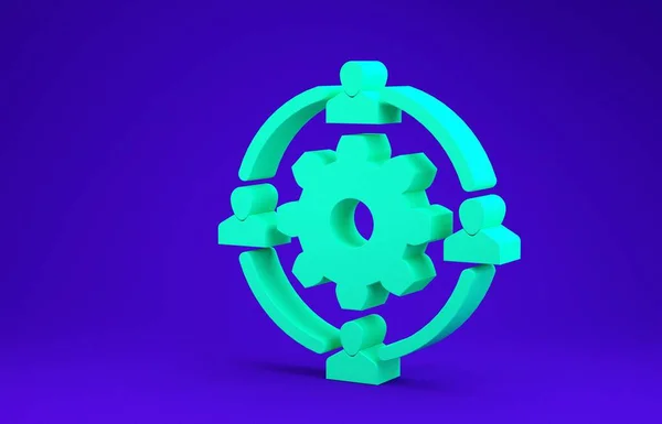 Grünes Outsourcing-Konzept-Symbol isoliert auf blauem Hintergrund. Kooperationszeichen. Idee von Teamwork und Investitionen. Minimalismus-Konzept. 3D Illustration 3D Renderer — Stockfoto