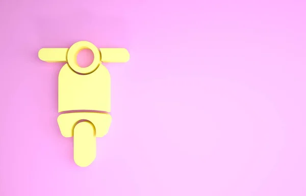 Ícone Scooter amarelo isolado no fundo rosa. Conceito de minimalismo. 3D ilustração 3D render — Fotografia de Stock