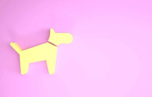 Yellow Dog icoon geïsoleerd op roze achtergrond. Minimalisme concept. 3d illustratie 3D renderen — Stockfoto