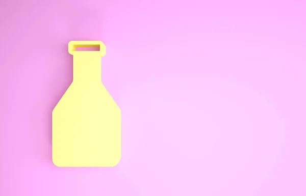 Ícone de garrafa de ketchup amarelo isolado no fundo rosa. Conceito de minimalismo. 3D ilustração 3D render — Fotografia de Stock