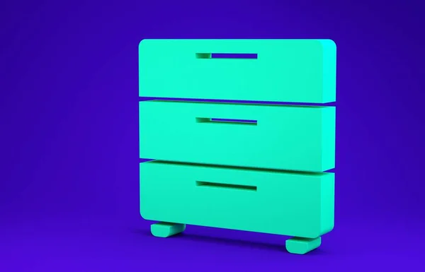 Green Furniture Nachttischsymbol isoliert auf blauem Hintergrund. Minimalismus-Konzept. 3D Illustration 3D Renderer — Stockfoto