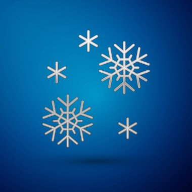 Mavi arkaplanda gümüş kar ikonu izole edildi. Vektör İllüstrasyonu