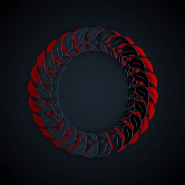 Kağıt kesiği Laurel çelengi simgesi siyah arka planda izole edilmiş. Zafer sembolü. Kağıt sanatı tarzı. Vektör İllüstrasyonu