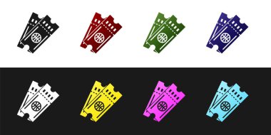 Basketbol bileti simgesini siyah ve beyaz arka planda izole et. Vektör İllüstrasyonu