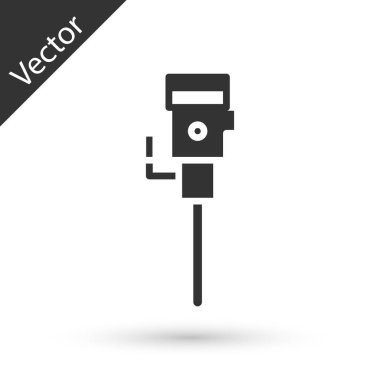 Gri İnşaat kaya matkabı ikonu beyaz arka planda izole edilmiş. Vektör İllüstrasyonu