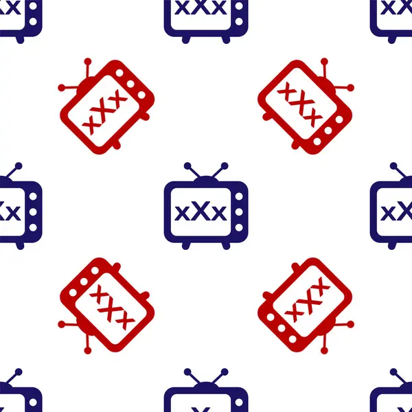 Bleu Rouge Xxx Vieille Icône Télévision Isolé Motif Sans Couture — Image vectorielle