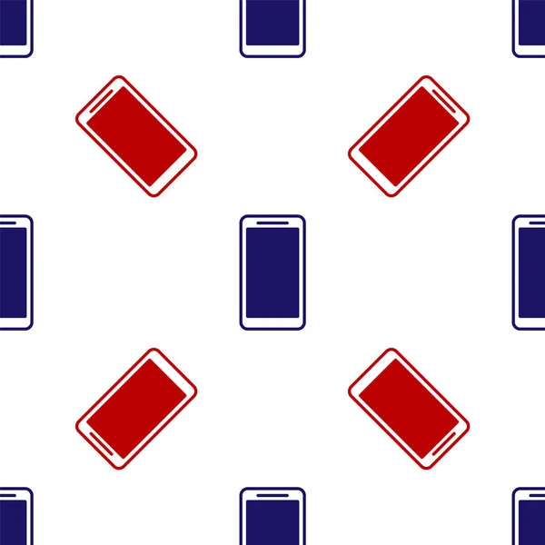 Niebieski i czerwony smartfon, ikona telefonu komórkowego odizolowany bezproblemowy wzór na białym tle. Ilustracja wektora — Wektor stockowy