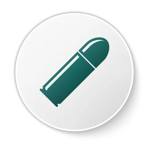 Icono de bala verde aislado sobre fondo blanco. Botón círculo blanco. Ilustración vectorial — Vector de stock