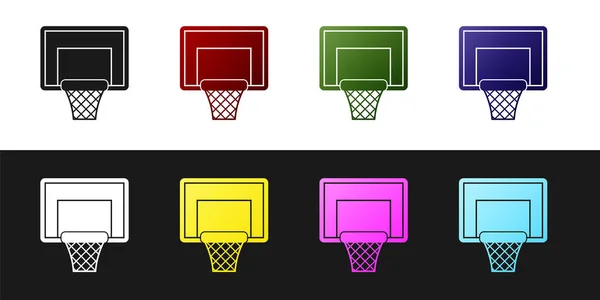 Definir ícone de basquete backboard isolado no fundo preto e branco. Ilustração vetorial — Vetor de Stock