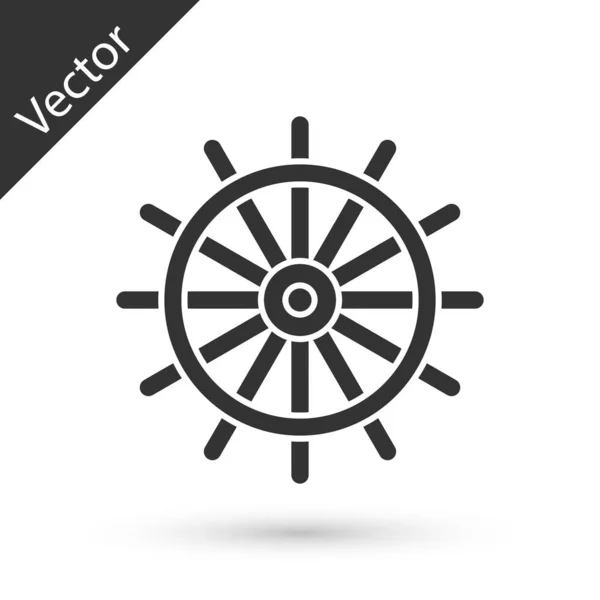 Icono del volante Grey Ship aislado sobre fondo blanco. Ilustración vectorial — Vector de stock