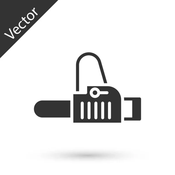 Grijze kettingzaag pictogram geïsoleerd op witte achtergrond. Vector Illustratie — Stockvector