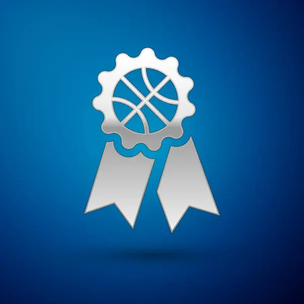 シルバーバスケットボール賞のアイコンは青の背景に隔離されました。ベクターイラスト — ストックベクタ