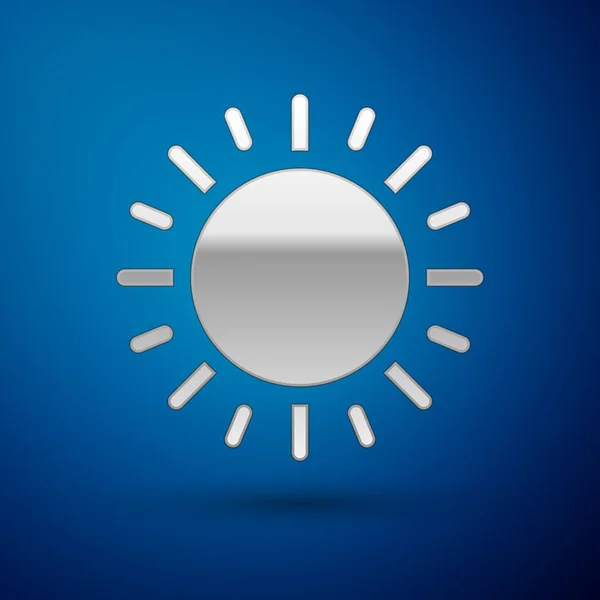 Silver Sun icon isolated on blue background. Vector Illustration — Stock Vector