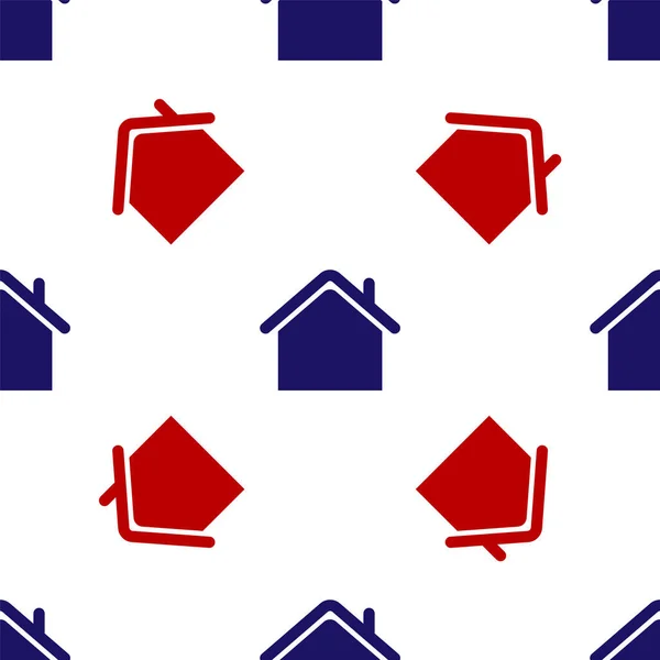 Niebiesko-czerwona ikona Izolowany bezszwowy wzór na białym tle. Symbol domowy. Ilustracja wektora — Wektor stockowy