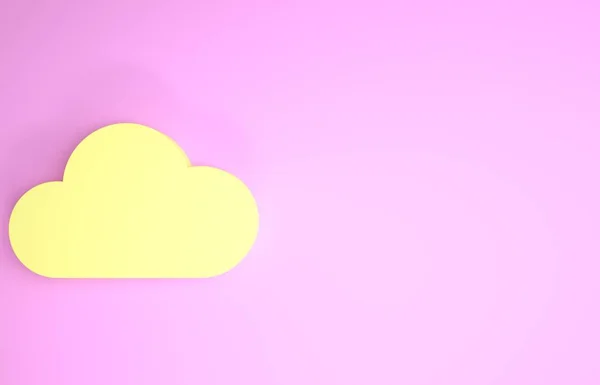 Yellow Cloud icoon geïsoleerd op roze achtergrond. Minimalisme concept. 3d illustratie 3d renderen — Stockfoto