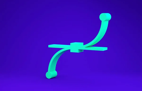 Icono de curva de Bezier verde aislado sobre fondo azul. Icono de herramienta de pluma. Concepto minimalista. 3D ilustración 3D render —  Fotos de Stock