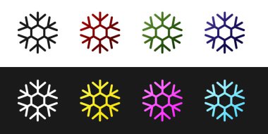 Kar Tanesi simgesini siyah ve beyaz arkaplanda izole et. Vektör İllüstrasyonu