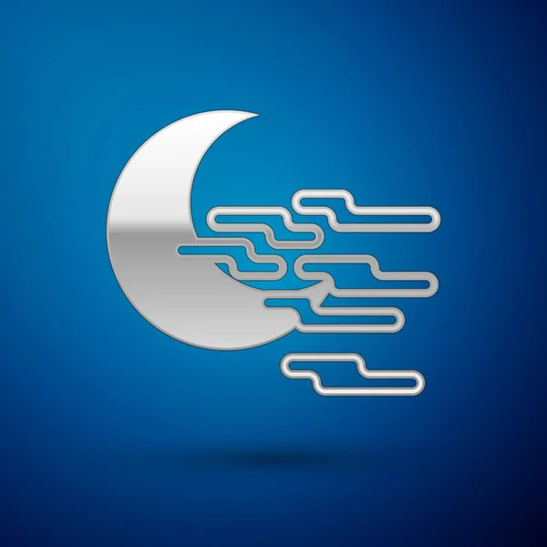 Icono de Niebla de Plata y Luna aislado sobre fondo azul. Ilustración vectorial — Vector de stock