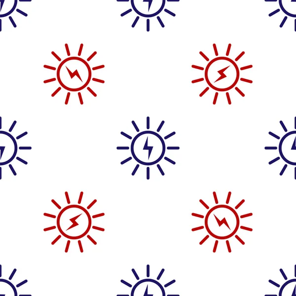 Niebieski i czerwony Panel energii słonecznej linii ikona izolowane bezszwowy wzór na białym tle. Ilustracja wektora — Wektor stockowy