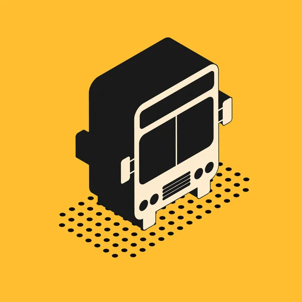 Isometrische bus pictogram geïsoleerd op gele achtergrond. Transportconcept. Bus tour transport bord. Toerisme of symbool van een openbaar voertuig. Vector Illustratie — Stockvector