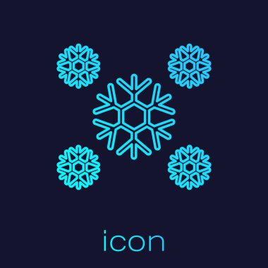 Turkuaz çizgi simgesi mavi arkaplanda izole edildi. Vektör İllüstrasyonu