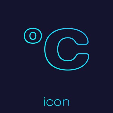 Turkuaz hat Celsius simgesi mavi arkaplanda izole edildi. Vektör İllüstrasyonu