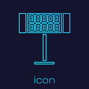 Turkuaz hat elektrikli ısıtıcı ikonu mavi arkaplanda izole edildi. Uzaktan kumandalı kızıl ötesi ısıtıcı. Klima kontrolü. Vektör İllüstrasyonu