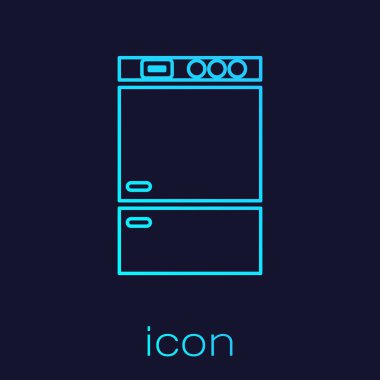 Turkuaz hat buzdolabı simgesi mavi arkaplanda izole edildi. Buzdolabı buzdolabı. Ev aletleri ve aletler. Vektör İllüstrasyonu