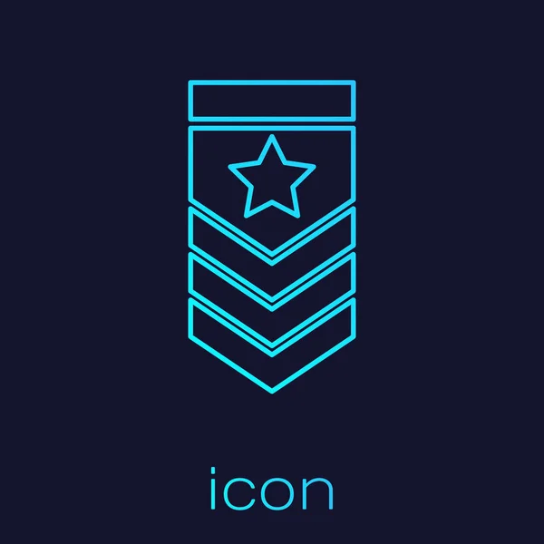 Иконка Chevron из бирюзовой линии выделена на синем фоне. Знак военного значка. Векторная миграция — стоковый вектор