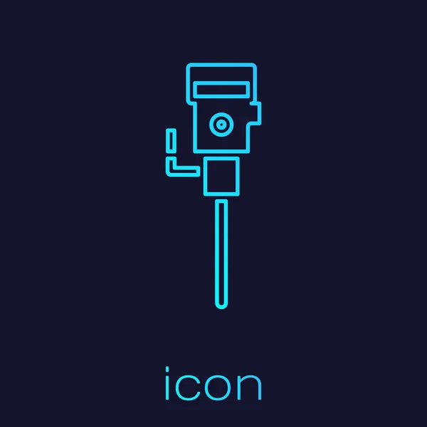 Tyrkysová linka Stavební sbíječka ikona izolované na modrém pozadí. Vektorová ilustrace — Stockový vektor