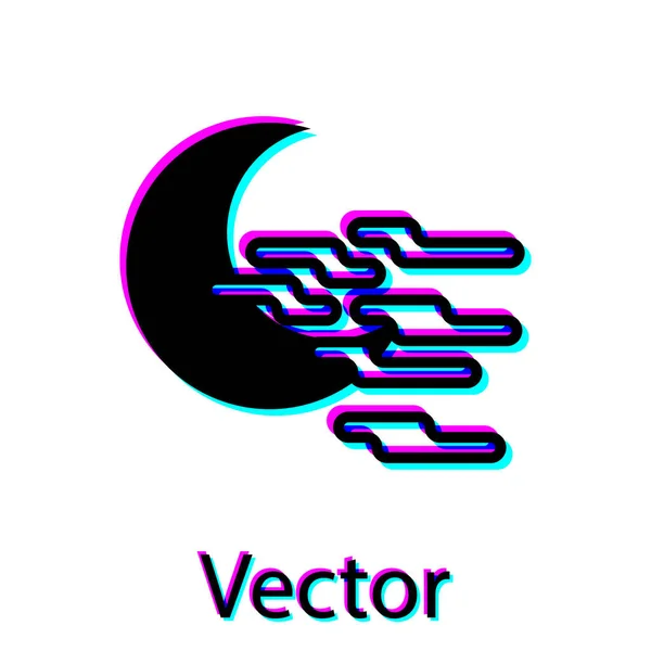 Icono de Niebla Negra y Luna aislado sobre fondo blanco. Ilustración vectorial — Vector de stock