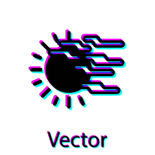 Icono de niebla negra y sol aislado sobre fondo blanco. Ilustración vectorial — Vector de stock