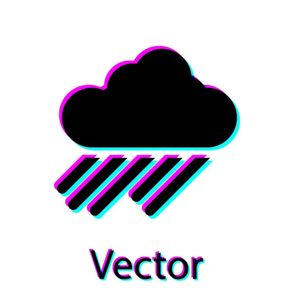 Nuvem preta com ícone de chuva isolado no fundo branco. Precipitação de nuvens de chuva com gotas de chuva. Ilustração vetorial — Vetor de Stock