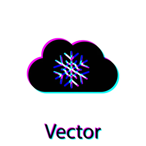 Schwarze Wolke mit Schnee-Symbol auf weißem Hintergrund. Wolke mit Schneeflocken. einzelnes Wettersymbol. Schneeschild. Vektorillustration — Stockvektor