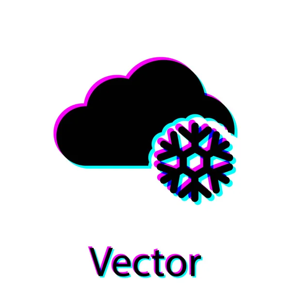 Black Cloud with snow icon isolated on white background. Cloud with snowflakes. Single weather icon. Snowing sign. Vector Illustration — Stock Vector