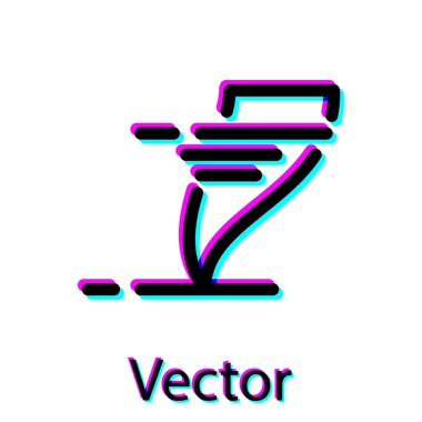Siyah Tornado simgesi beyaz arkaplanda izole edildi. Kasırga, kasırga, fırtına bacası, kasırga ya da hortum ikonu. Vektör İllüstrasyonu