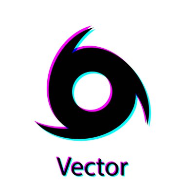 Siyah Tornado simgesi beyaz arkaplanda izole edildi. Kasırga, kasırga, fırtına bacası, kasırga ya da hortum ikonu. Vektör İllüstrasyonu