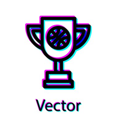 Siyah ödüllü basketbol topu ikonu beyaz arka planda izole edilmiş. Galibiyet ödülü sembolü. Şampiyonluk ya da yarışma kupası. Vektör İllüstrasyonu