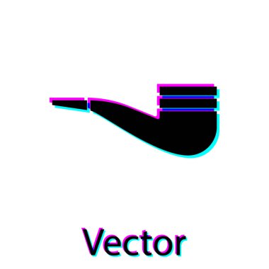 Beyaz arka plan üzerinde izole duman simgesi ile Siyah Sigara boru. Tütün borusu. Vektör İllüstrasyonu