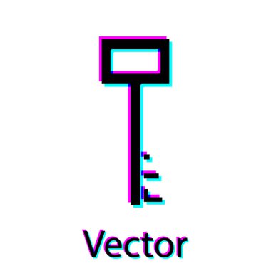 Siyah Korsan anahtar simgesi beyaz arkaplanda izole edildi. Vektör İllüstrasyonu